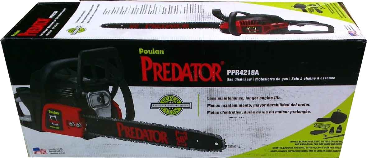 NEW Poulan Predator 18 Inch 42cc Gas Chainsaw Tree Saw Wood Cut Log ...